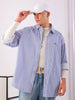 Men's Blue Sleeves Oversized Fit White Shirt