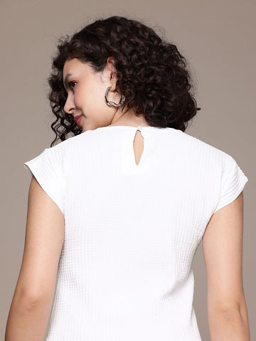 Freehand by The Indian Garage Co Women Boxy Textured Boxy Top