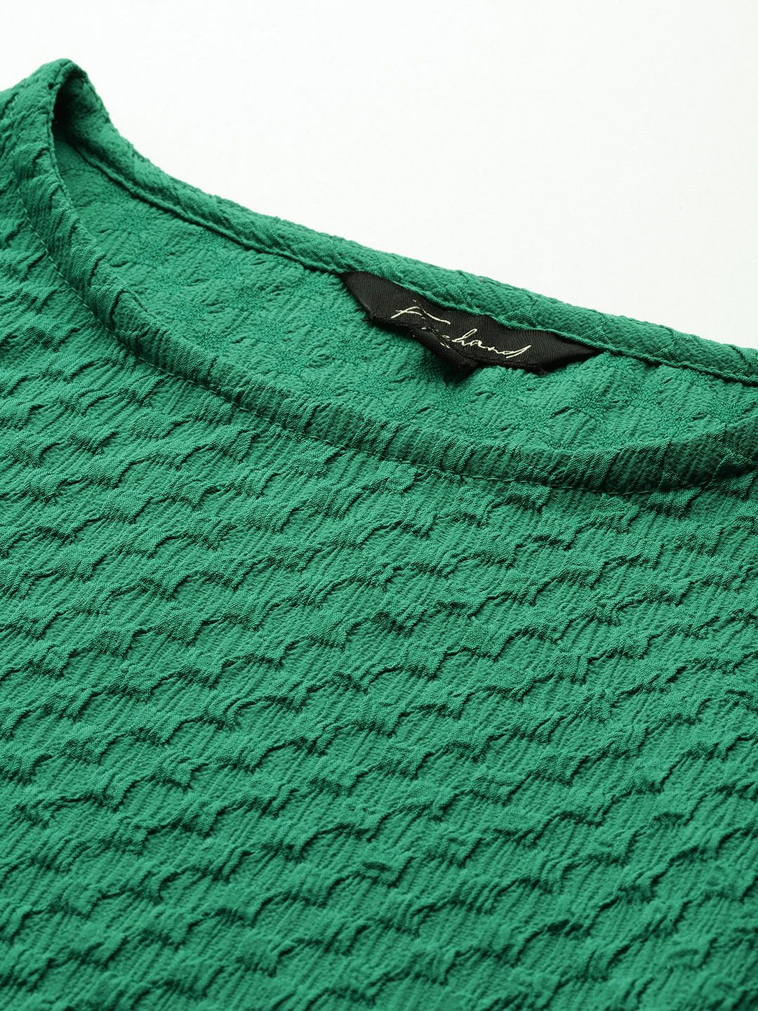 Freehand by The Indian Garage Co Women Regular Fit Textured Cinched Waist Top