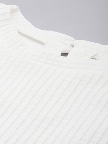 Freehand by The Indian Garage Co Women Boxy Textured Boxy Top