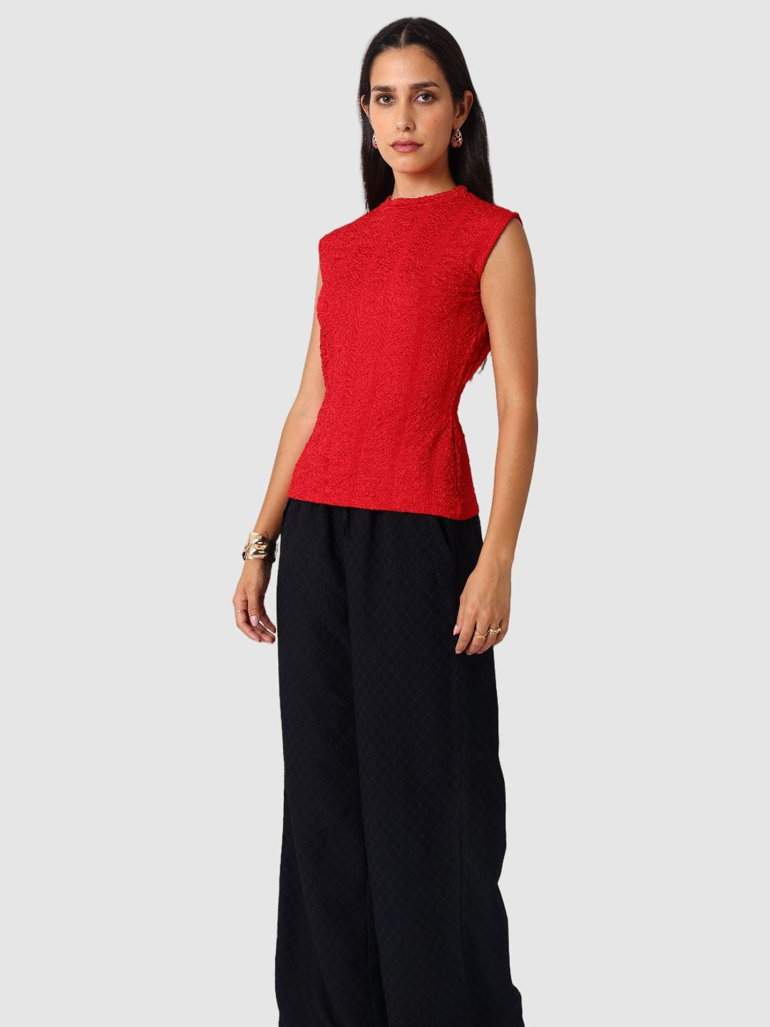 Women's Red Regular Fit Casual Top
