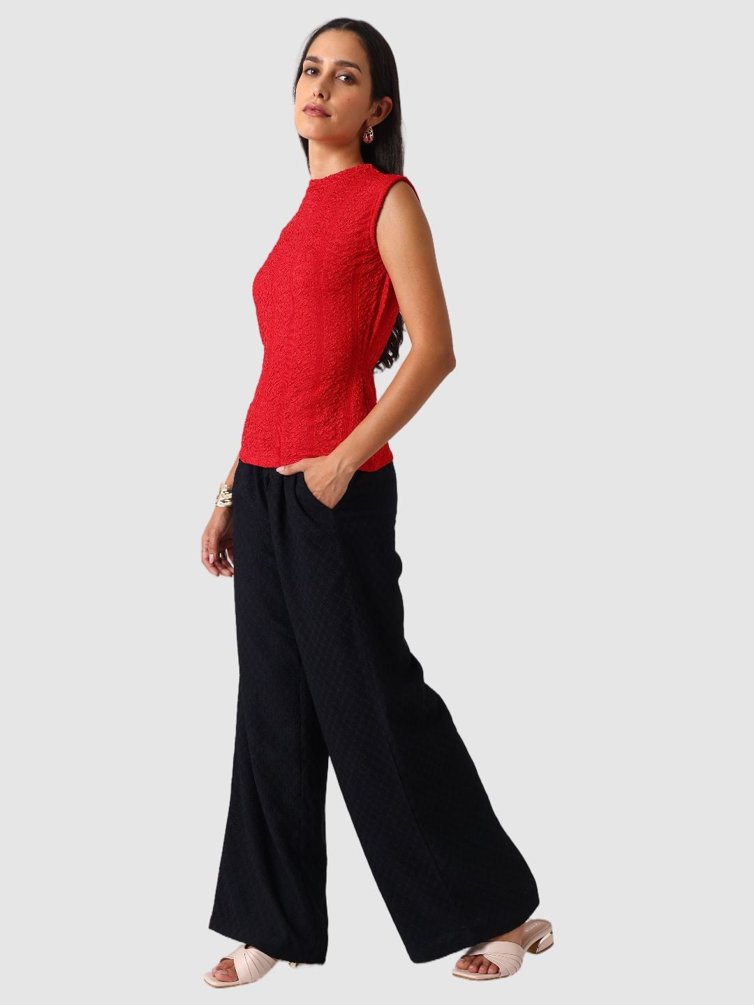 Women's Red Regular Fit Casual Top