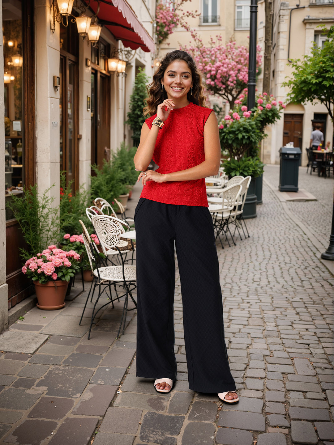 Women's Red Regular Fit Casual Top