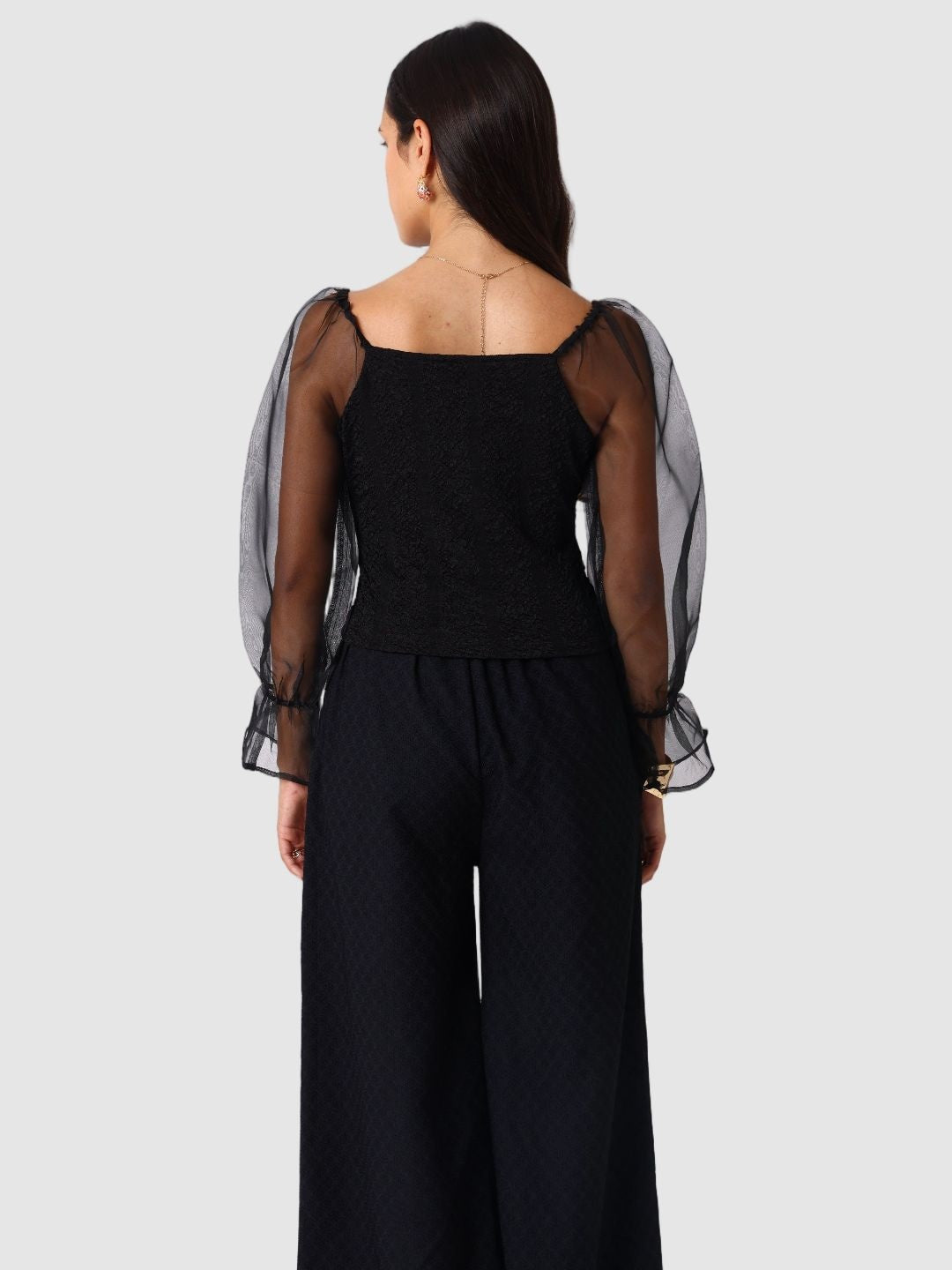 Women's Black Regular Fit Casual Top