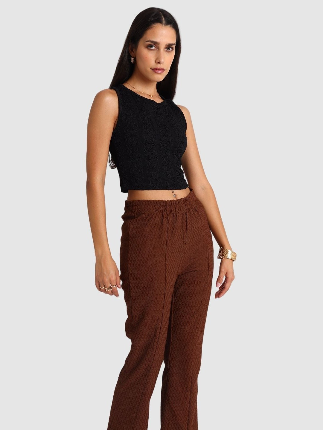 Women's Black Regular Fit Casual Top
