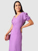 Women Regular Fit Purple Half Sleeves Dress