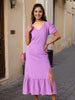 Women Regular Fit Purple Half Sleeves Dress