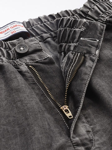 Men's Grey Solid Boxy Fit Utility Coordinates