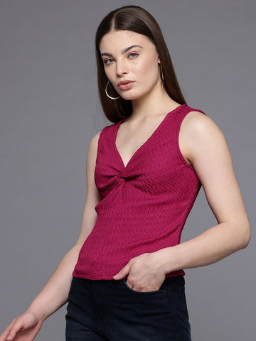 Freehand by The Indian Garage Co Women Fitted Textured Tank Top