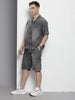 Men's Grey Solid Boxy Fit Utility Coordinates
