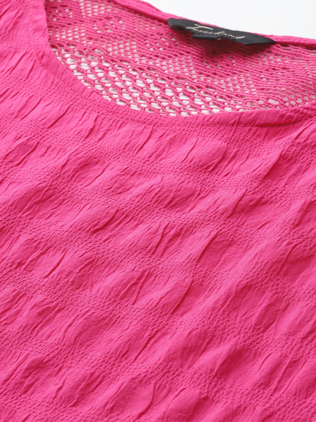 Freehand by The Indian Garage Co Women Loose Fit Textured Regular Top