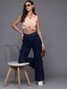 Freehand Peach The Indian Garage Co Women Fitted Textured Crop Top