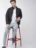 Men's Black Slim Fit Solid Casual Jacket