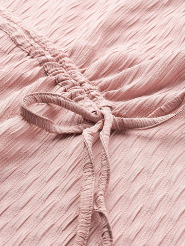 Freehand Pink The Indian Garage Co Women Relaxed Fit Textured Ruched Top