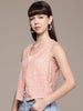 Freehand Peach The Indian Garage Co Women Fitted Textured Cinched Waist Top