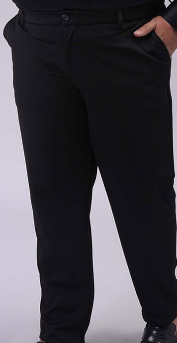 Men's Plus Size Black Regular Fit Solid Chinos