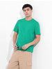 Men's Green Slim Fit Solid Round Neck T-shirt