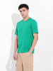 Men's Green Slim Fit Solid Round Neck T-shirt