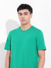 Men's Green Slim Fit Solid Round Neck T-shirt
