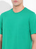 Men's Green Slim Fit Solid Round Neck T-shirt