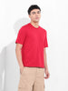 Men's Red Slim Fit Solid Round Neck T-shirt