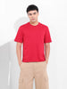 Men's Red Slim Fit Solid Round Neck T-shirt