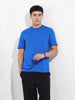 Men's Blue Slim Fit Solid Round Neck T-shirt