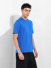 Men's Blue Slim Fit Solid Round Neck T-shirt