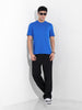 Men's Blue Slim Fit Solid Round Neck T-shirt