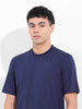Men's Navy Slim Fit Solid Round Neck T-shirt