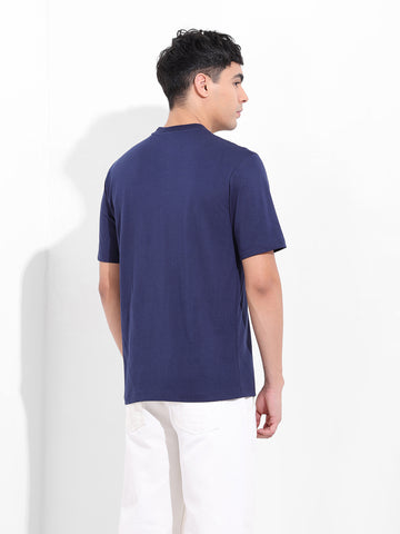 Men's Navy Slim Fit Solid Round Neck T-shirt