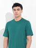 Men's Green Slim Fit Solid Round Neck T-shirt