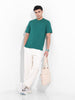 Men's Green Slim Fit Solid Round Neck T-shirt