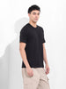 Men's Black Slim Fit Solid Round Neck T-shirt