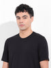 Men's Black Slim Fit Solid Round Neck T-shirt