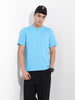 Men's Blue Slim Fit Solid Round Neck T-shirt