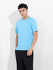 Men's Blue Slim Fit Solid Round Neck T-shirt