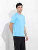 Men's Blue Slim Fit Solid Round Neck T-shirt