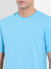 Men's Blue Slim Fit Solid Round Neck T-shirt