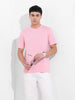 Men's Pink Slim Fit Solid Round Neck T-shirt