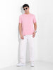 Men's Pink Slim Fit Solid Round Neck T-shirt