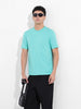 Men's Green Slim Fit Solid Round Neck T-shirt