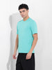 Men's Green Slim Fit Solid Round Neck T-shirt