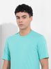 Men's Green Slim Fit Solid Round Neck T-shirt