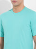 Men's Green Slim Fit Solid Round Neck T-shirt