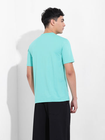 Men's Green Slim Fit Solid Round Neck T-shirt