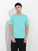 Men's Green Slim Fit Solid Round Neck T-shirt
