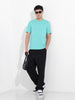 Men's Green Slim Fit Solid Round Neck T-shirt
