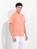 Men's Orange Slim Fit Solid Round Neck T-shirt
