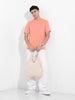 Men's Orange Slim Fit Solid Round Neck T-shirt